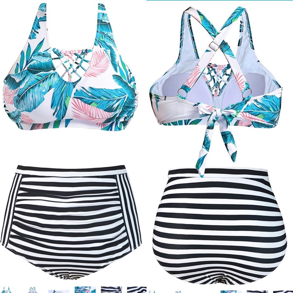 Tropical high waisted bikini